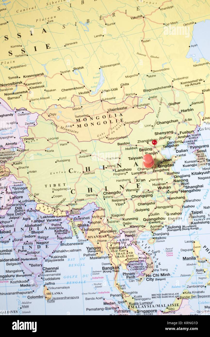 Karte Von China Verstiftet Stockfotografie - Alamy