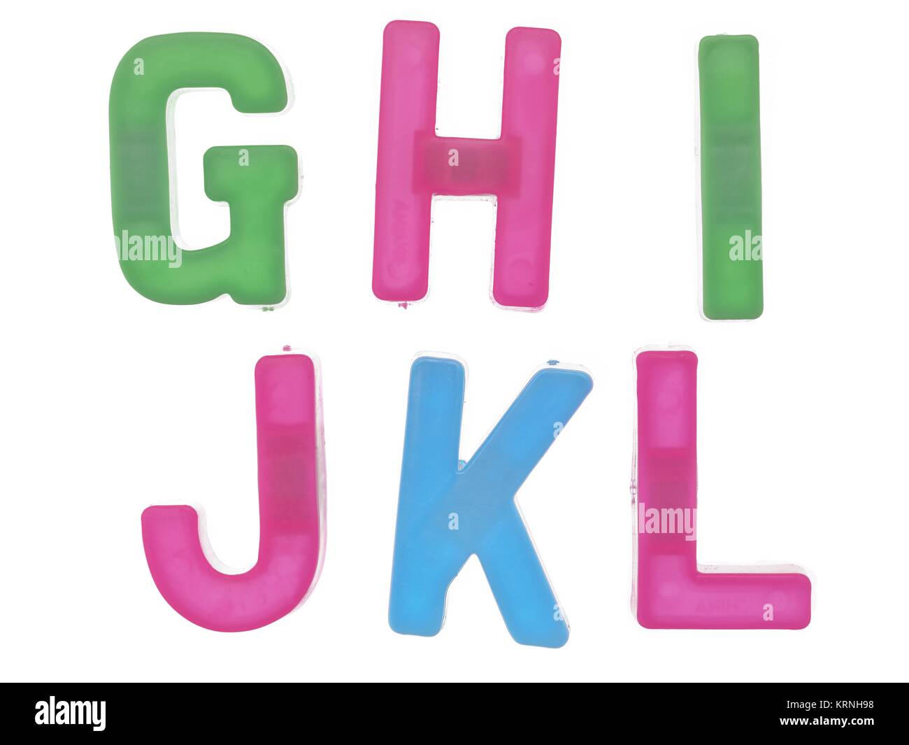 Plastische Buchstaben des Alphabets ghijkl Stockfoto