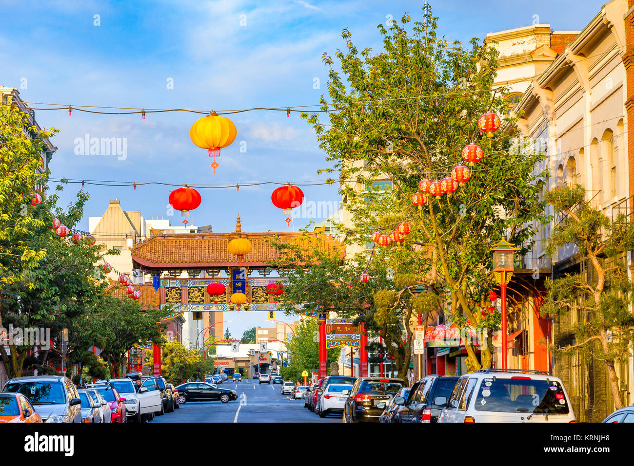 Das Tor der Harmonischen Interesse, Chinatown, Victoria, Britisch-Kolumbien, Kanada Stockfoto