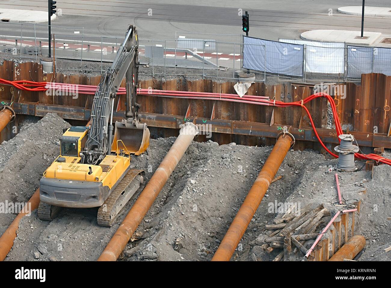 Baumaschinen-Website Stockfoto