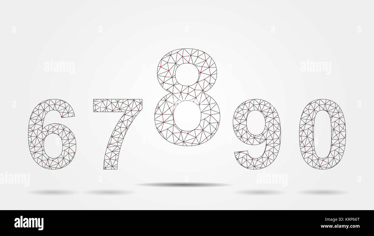 Die arabischen Ziffern sind von Punkten und Linien Stock Vektor