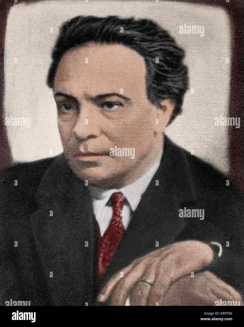 Ottorino Respighi (1879-1936). Italienischer Komponist, Violinist und Musikwissenschaftler. Porträt. Fotografie. Gefärbt. Stockfoto