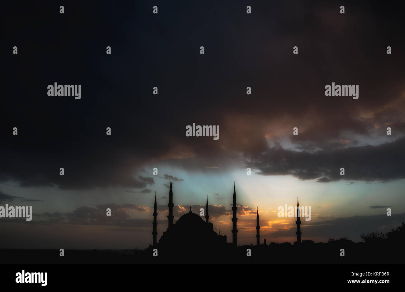 Dramatischen Blick Auf Die Sultan Ahmet Moschee Vor Dem Gewitter 