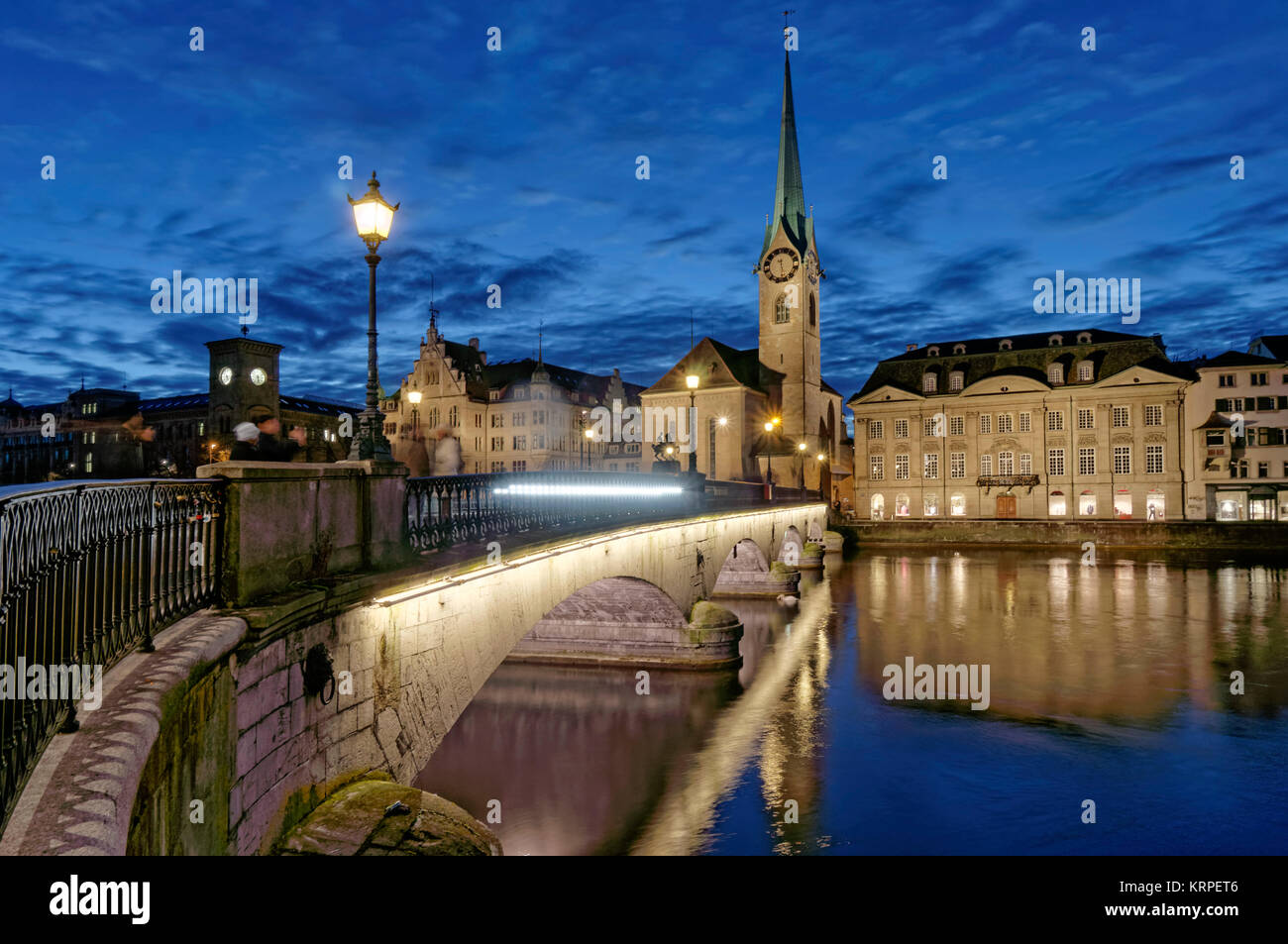 Munster Brücke, Fraumunster, Limmat, Zürich, Schweiz Stockfoto