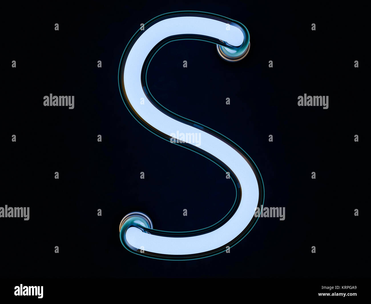 Neon röhre Buchstaben auf schwarzem Hintergrund. 3D-Rendering Stockfoto