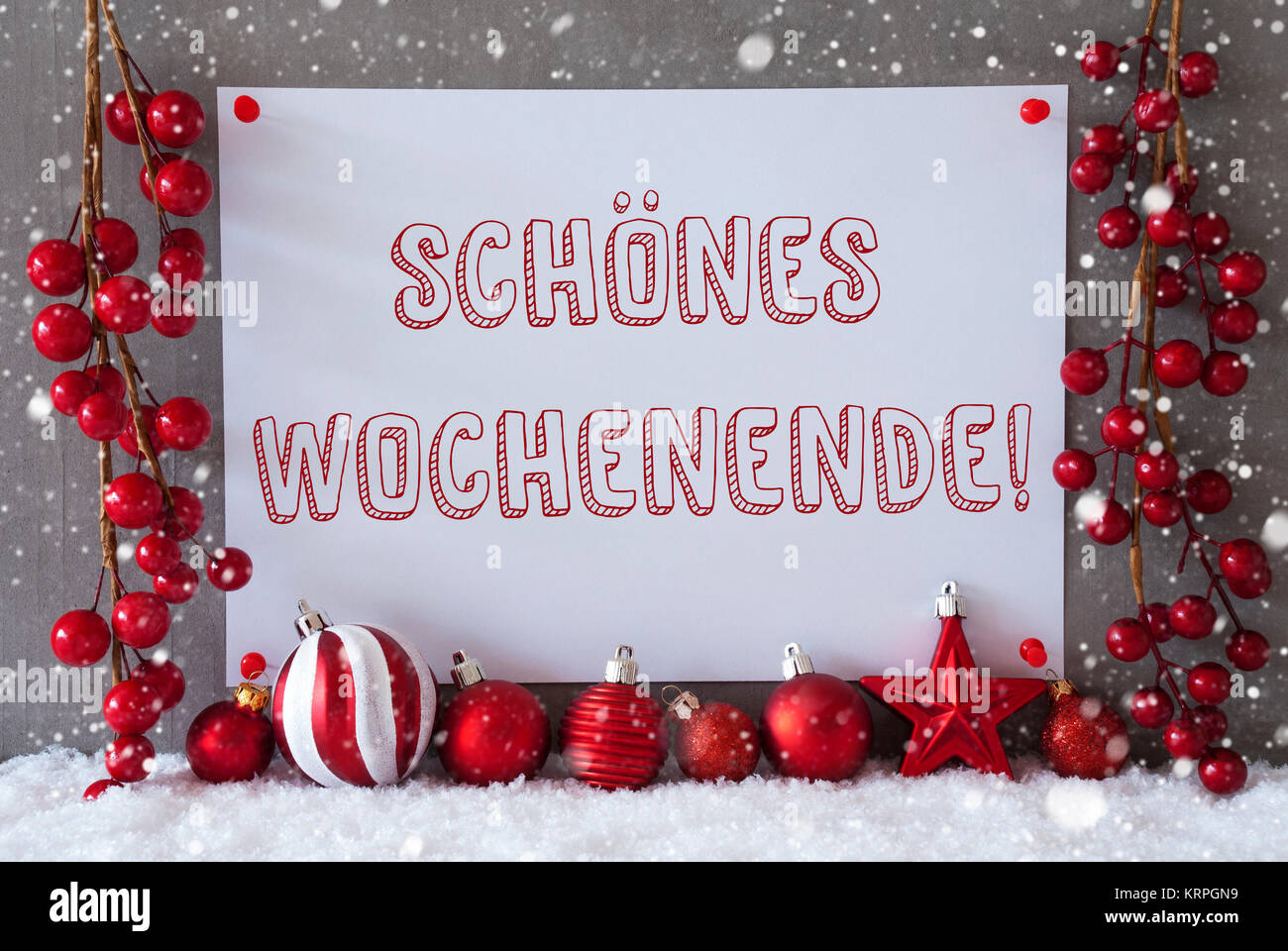 Etikett mit deutschem Text schoenes Wochenende bedeutet Happy Weekend