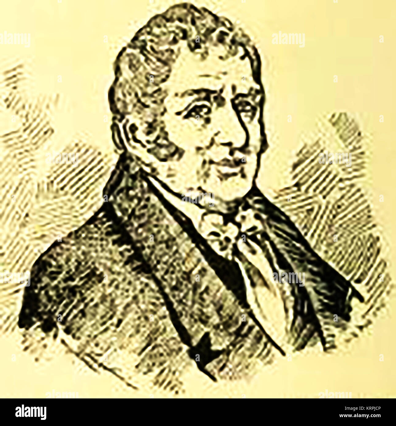 Ein Portrait von Thomas Molineux 1759-1850, ein stenograph, Autor und Lehrer schreiben, Buchhaltung & Mathematik. Master in Macclesfield King Edward Gymnasium und scharf, kurzschrift Benutzer. Herausgeber einer Kürzung von Herrn Byrom Universal's Englisch kurzer-hand, London, 1796. Stockfoto