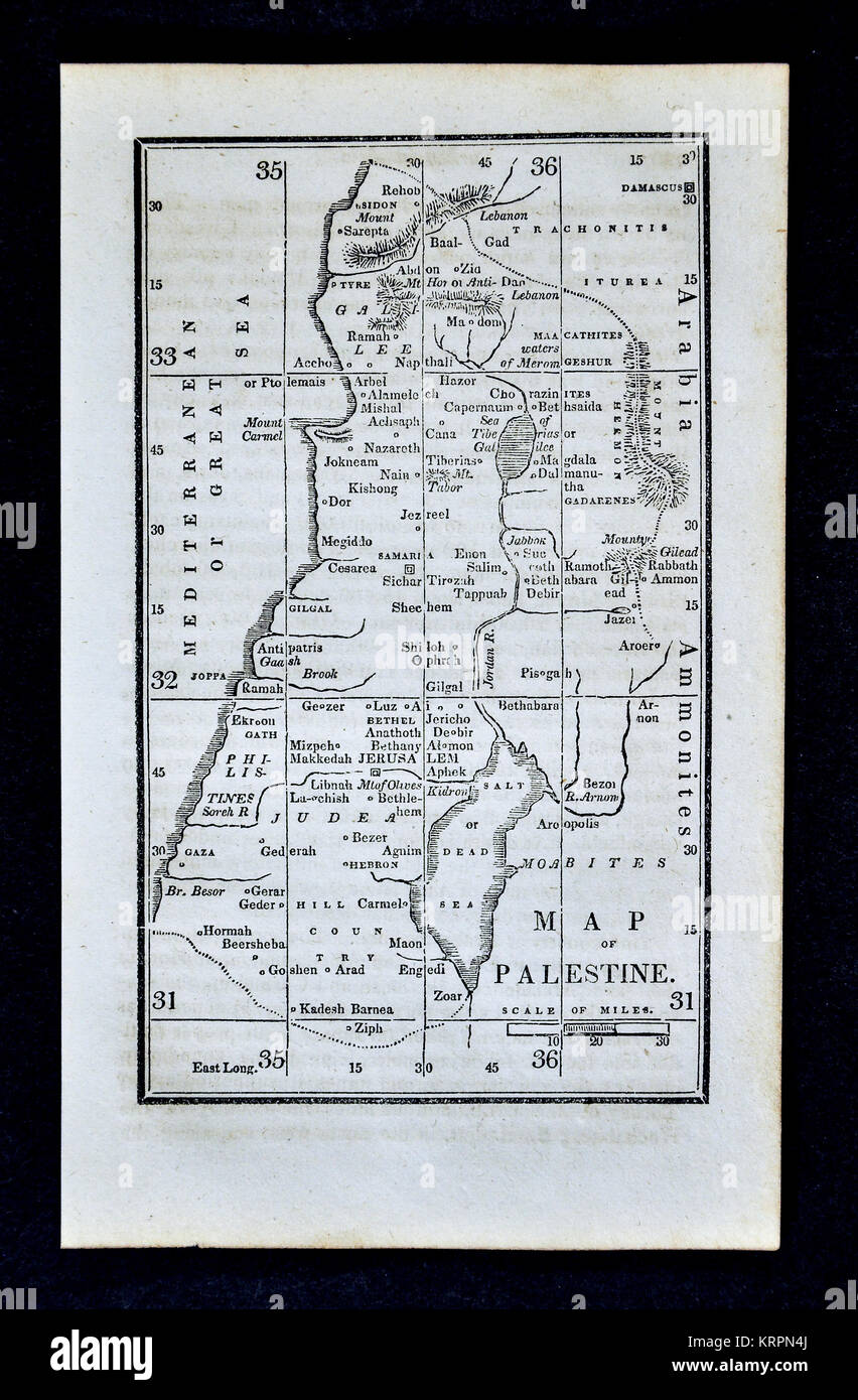 1830 Nathan Hale Karte - Palästina - Jerusalem, Totes Meer Israel Stockfoto