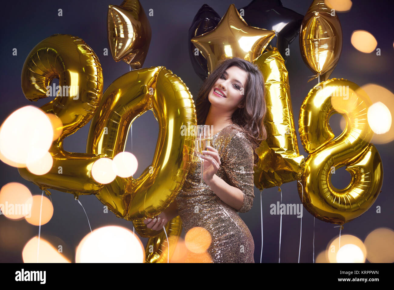 Let's drink Frohes neues Jahr Stockfoto