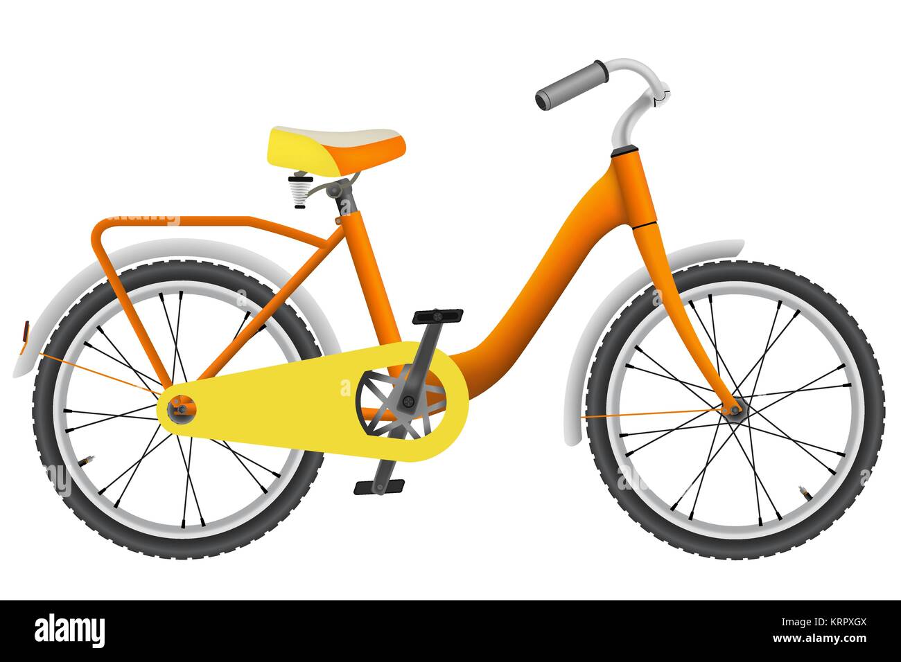Realistische orange Kinder Fahrrad für einen Jungen - auf weißem Hintergrund Stock Vektor