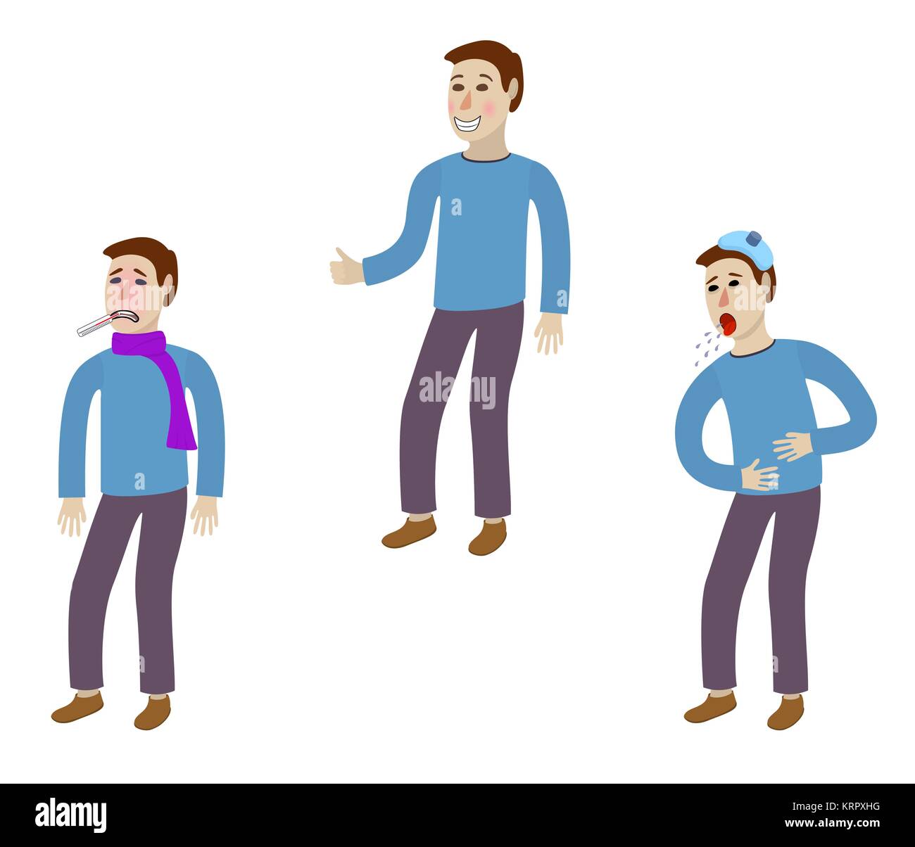 Kranken und gesunden Mann - auf weißem Hintergrund Stock Vektor