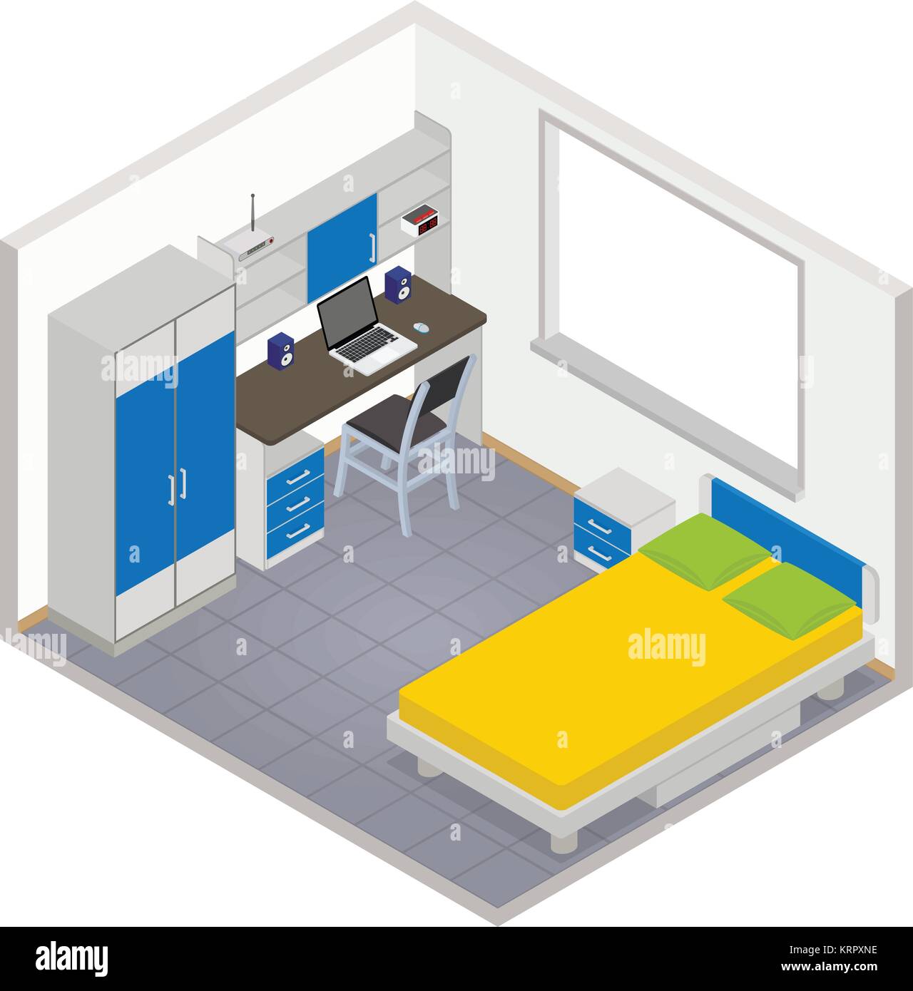 Vektor isometrische Küche Interieur - 3D-Darstellung Stock Vektor