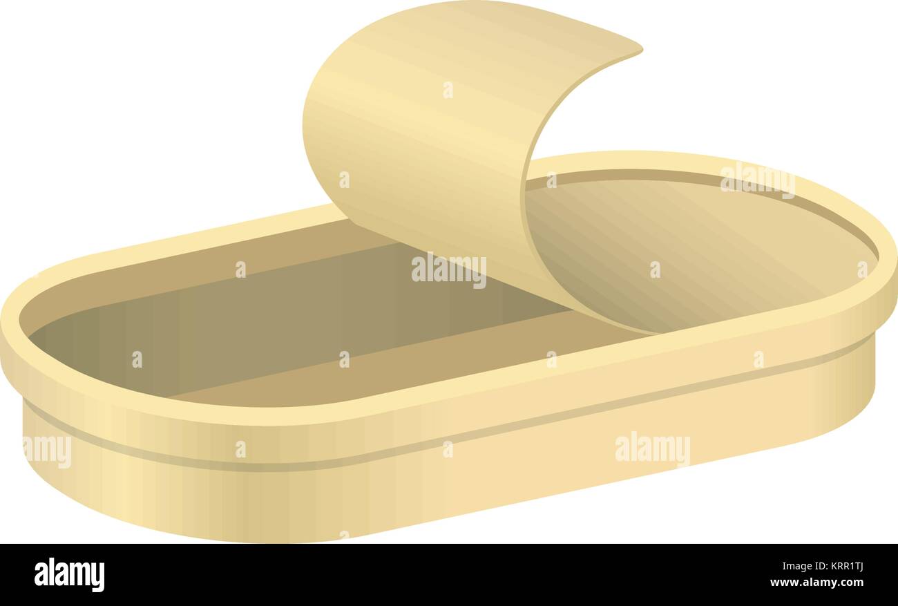 Leere geöffnet länglich Zinn. Vektor isoliert auf einem weißen Stock Vektor