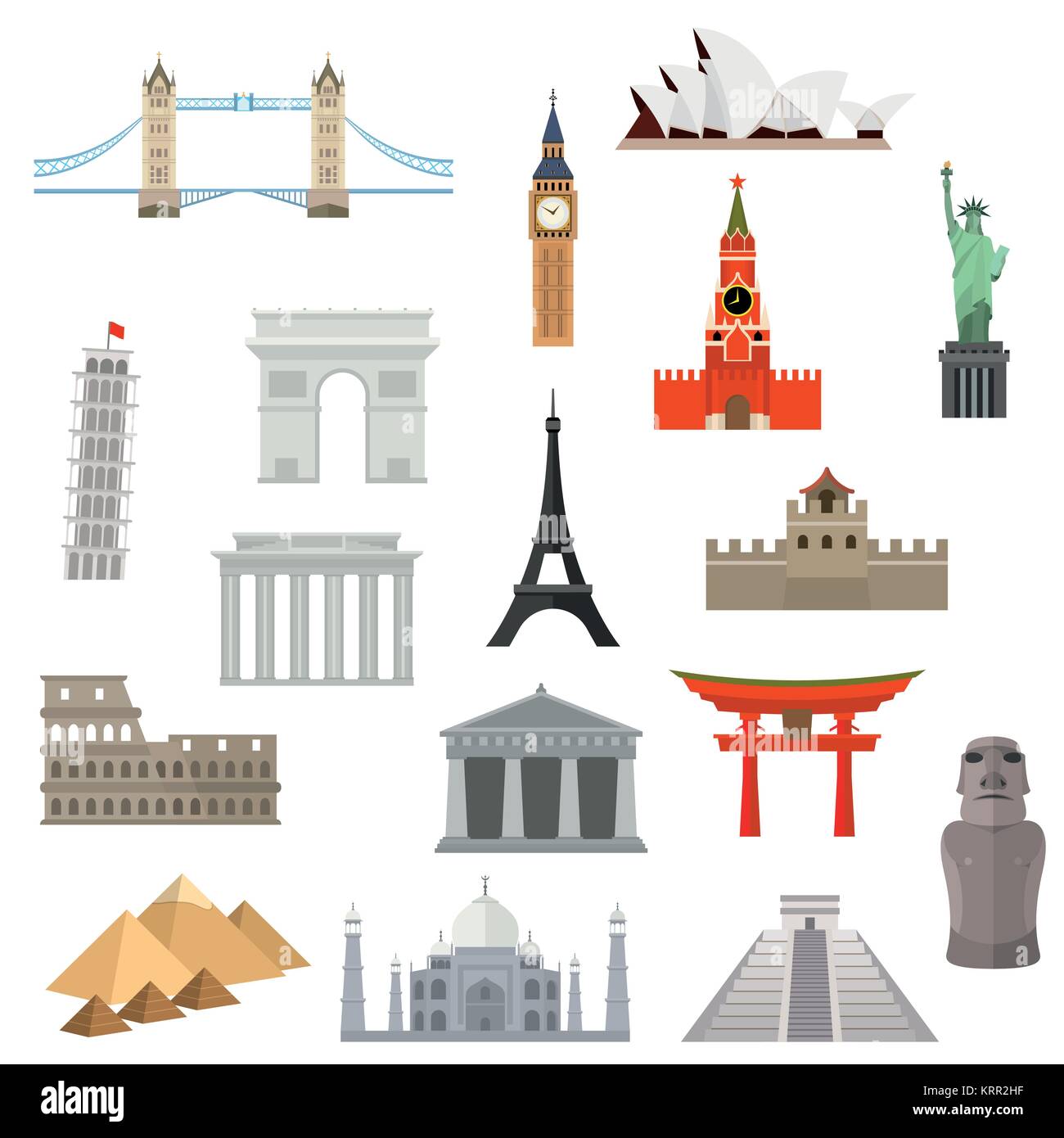 Ländern der Welt Vektor logo Vorlage. Architektur, Denkmal oder Wahrzeichen Symbol. Stock Vektor