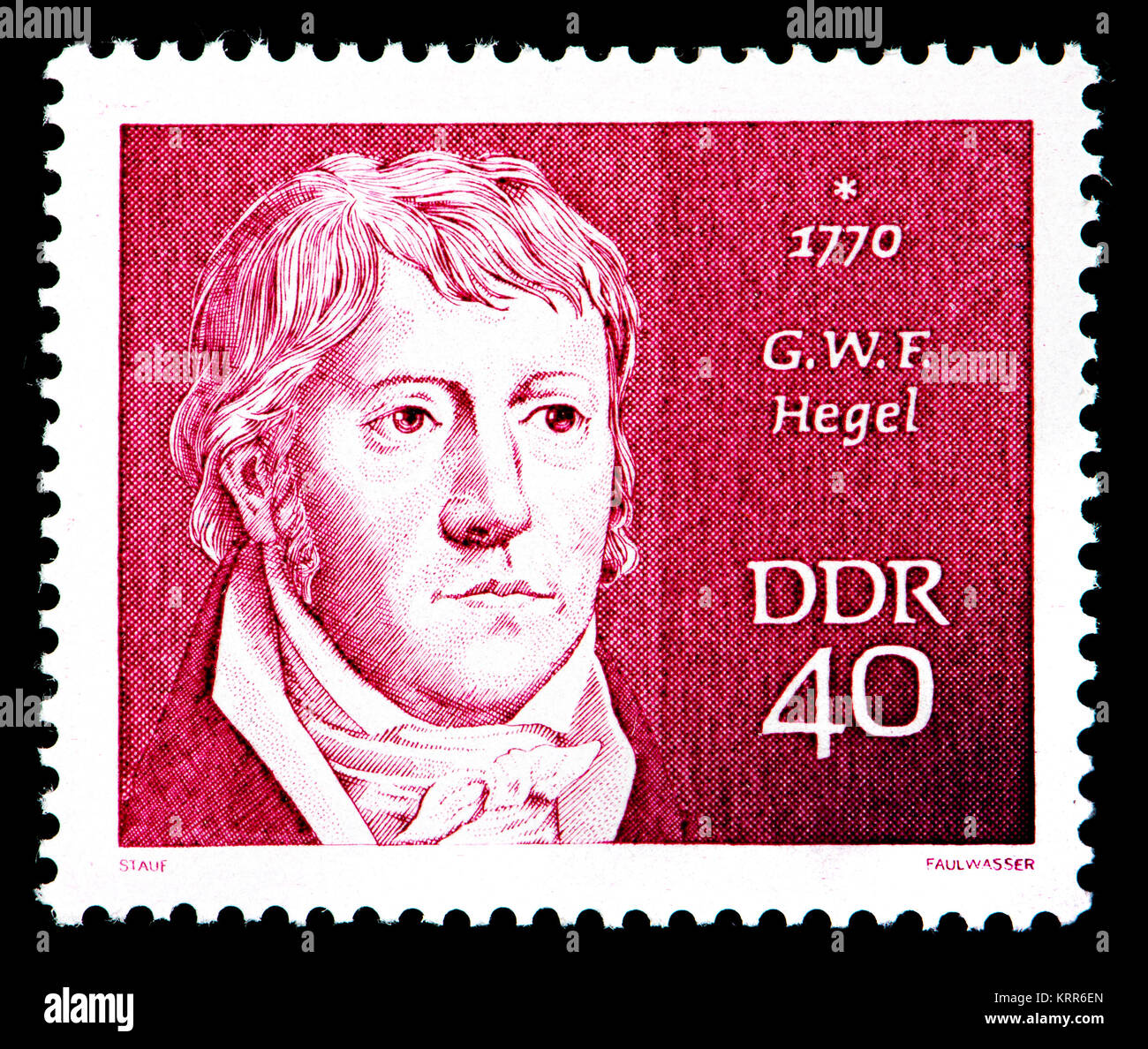 Ddr (DDR) Briefmarke (1970): Georg Wilhelm Friedrich Hegel (1770-1831), deutscher Philosoph Stockfoto