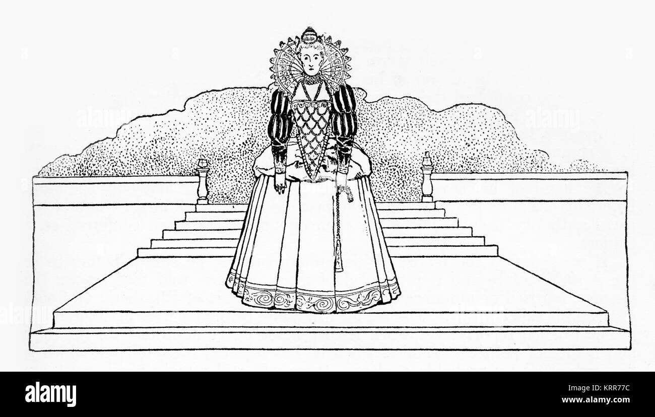 Der Gravur des Ellizabeth I, Königin von England. Von einem ursprünglichen Gravur in der Geschichte der Historiker der Welt, 1908 Stockfoto
