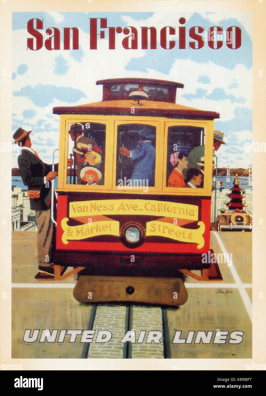 Uns Alte Ansichtskarte - Poster Karten drucken während des Zweiten Weltkrieges Ⅱ. San Francisco - United Air Lines Stockfoto
