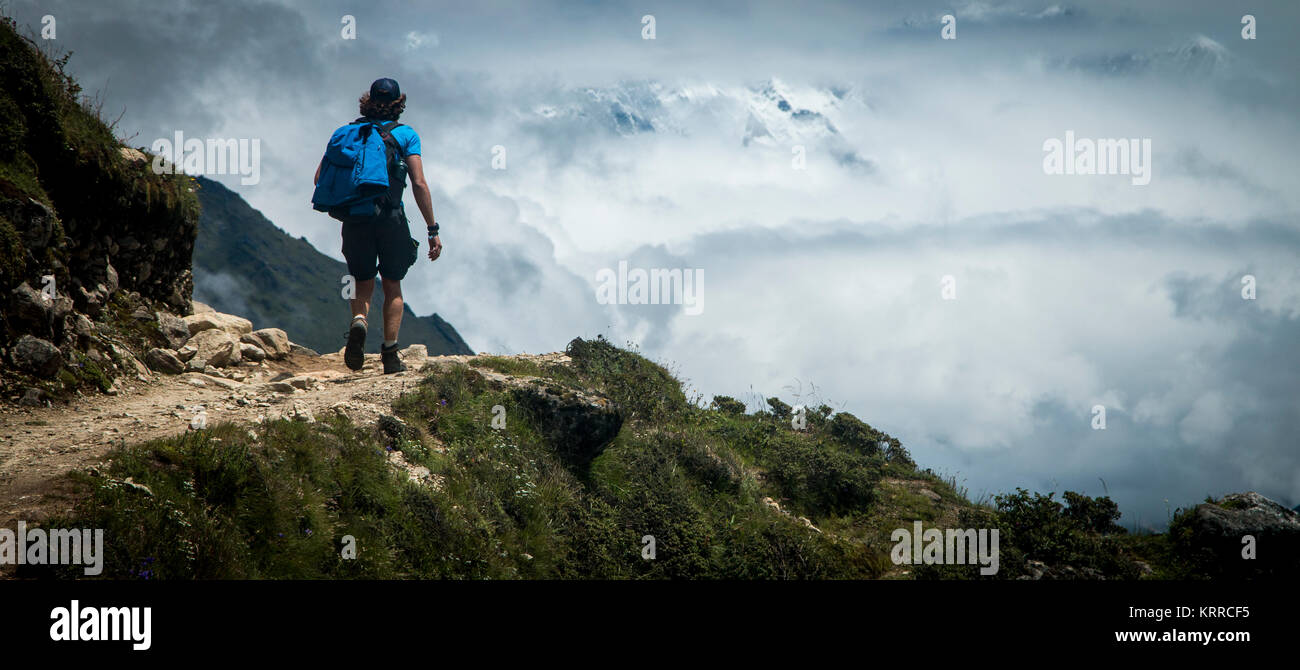 Wanderer auf dem Everest Base Camp Trail, Nepal. Stockfoto