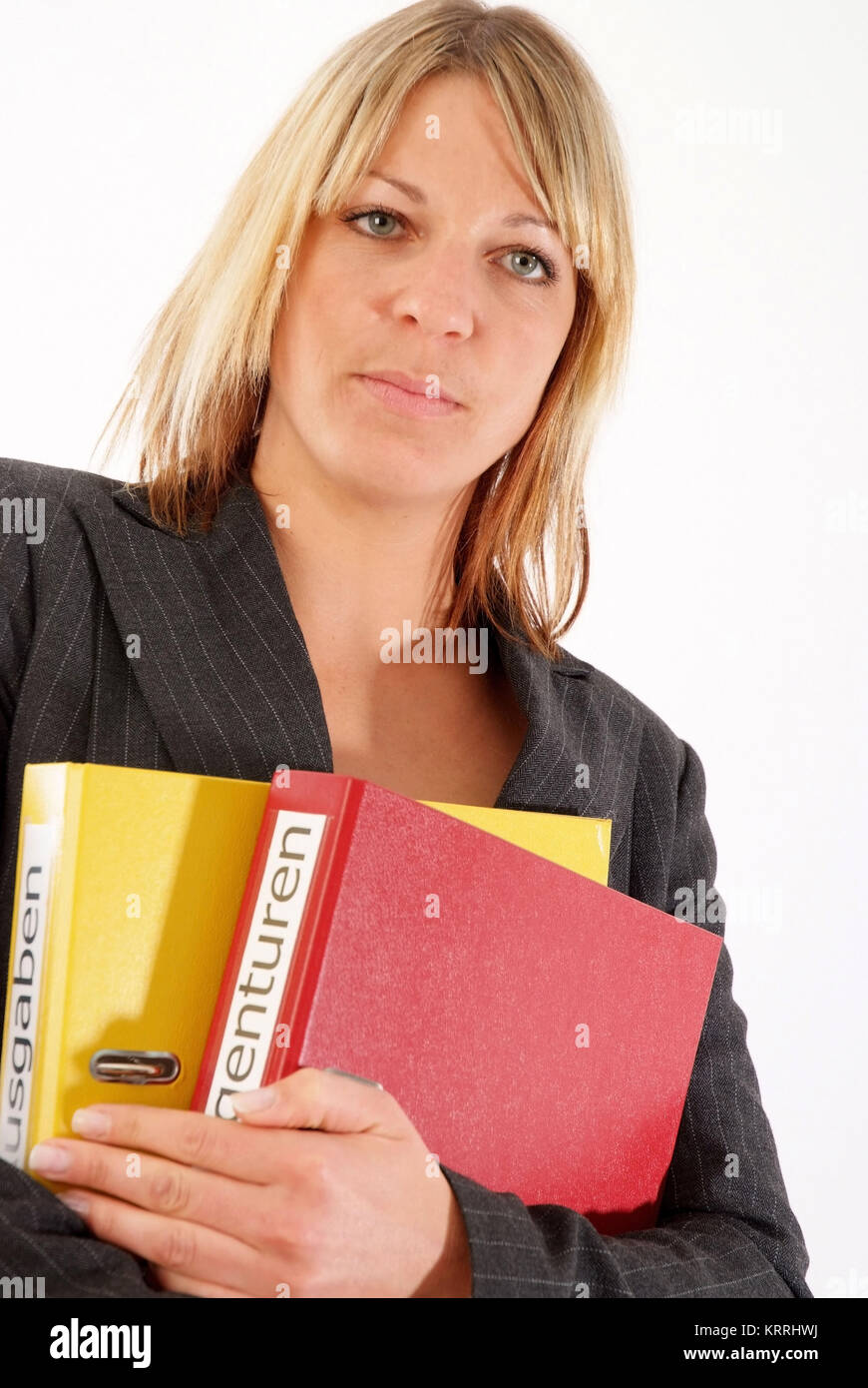 Junge Geschaeftsfrau Mit Kind - junge Geschäftsfrau mit Dateien Stockfoto