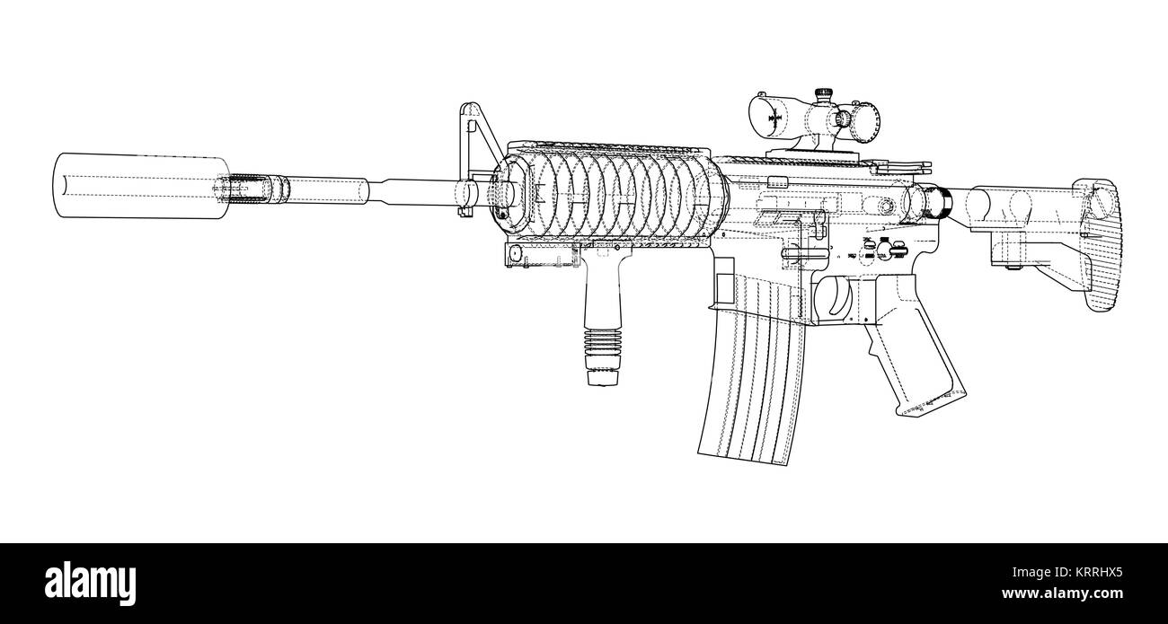 Maschinengewehr. Vektor Rendering von 3d Stock Vektor