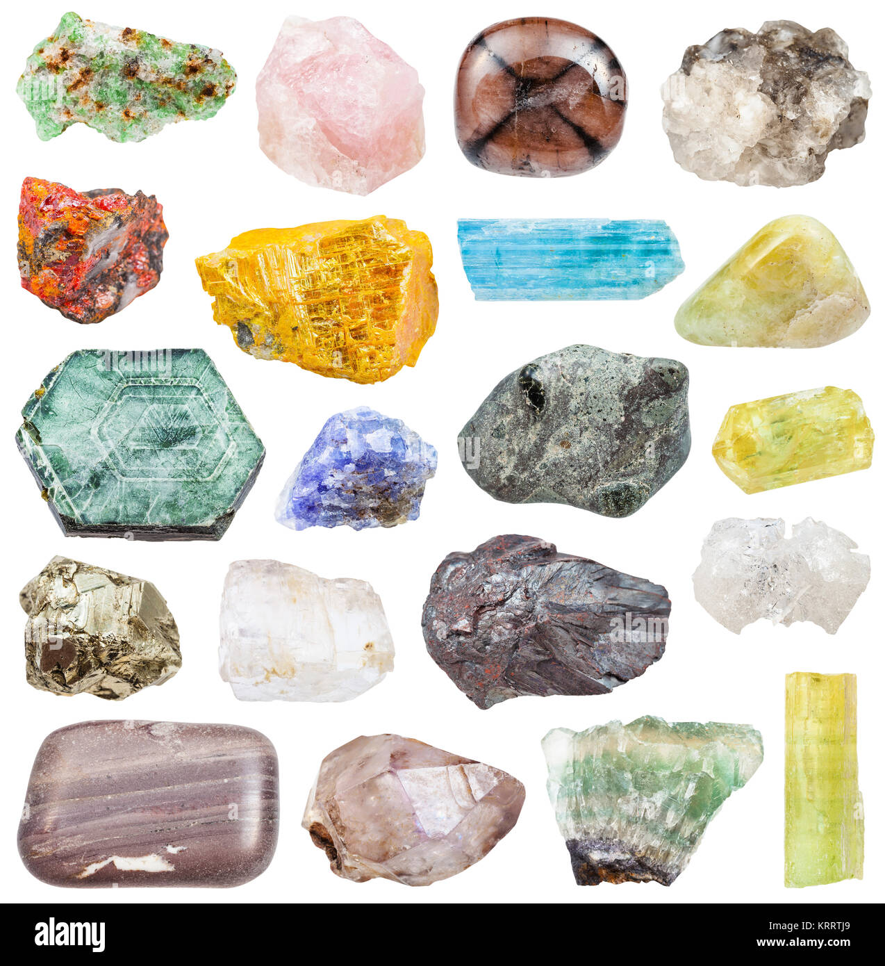 Satz von verschiedenen mineralischen Steine: tanzanite, etc. Stockfoto