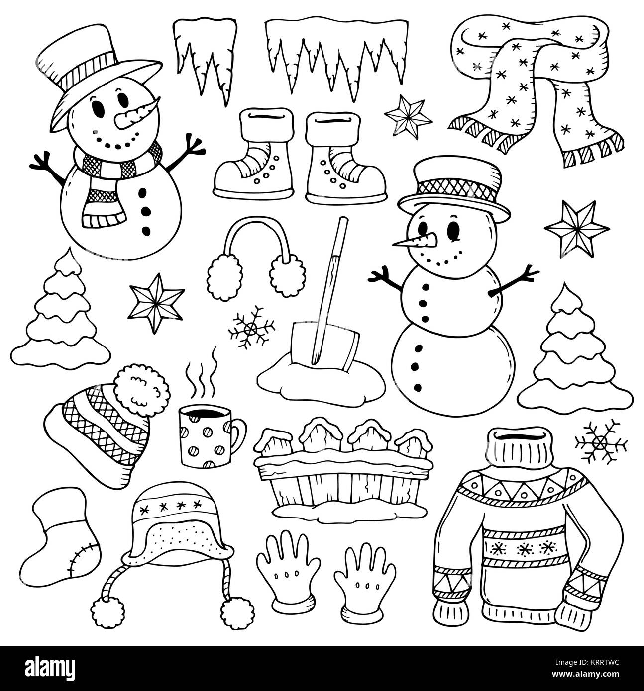 Winter Thema Zeichnungen 1. Stockfoto