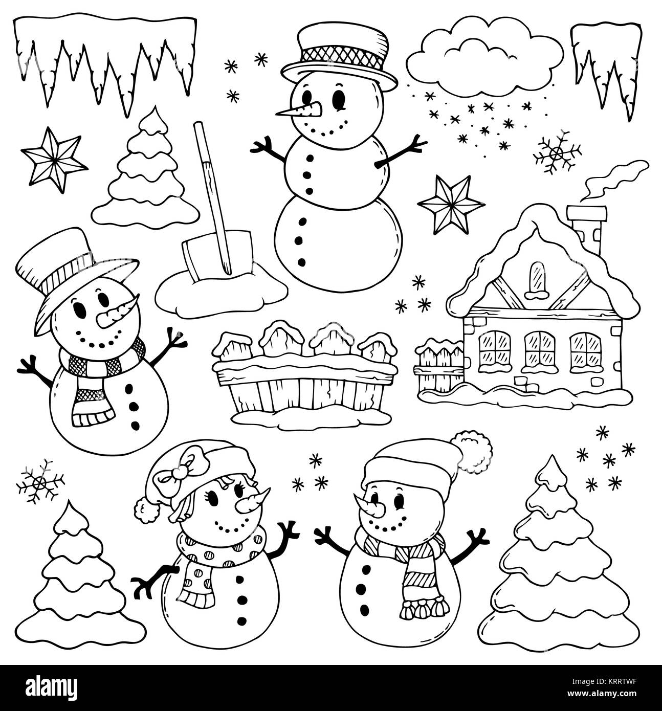 Winter Thema Zeichnungen 2. Stockfoto