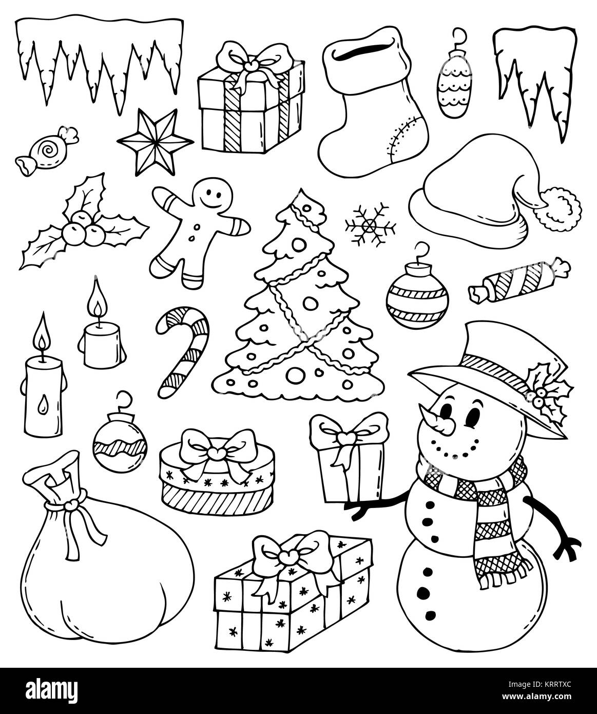 Weihnachten stilisierte Zeichnungen 3. Stockfoto