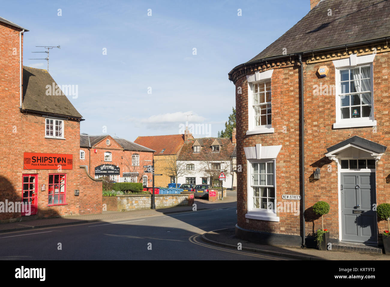 Der Ecke neue Straße, Moreton-in-Marsh, Warwickshire, England, Großbritannien Stockfoto
