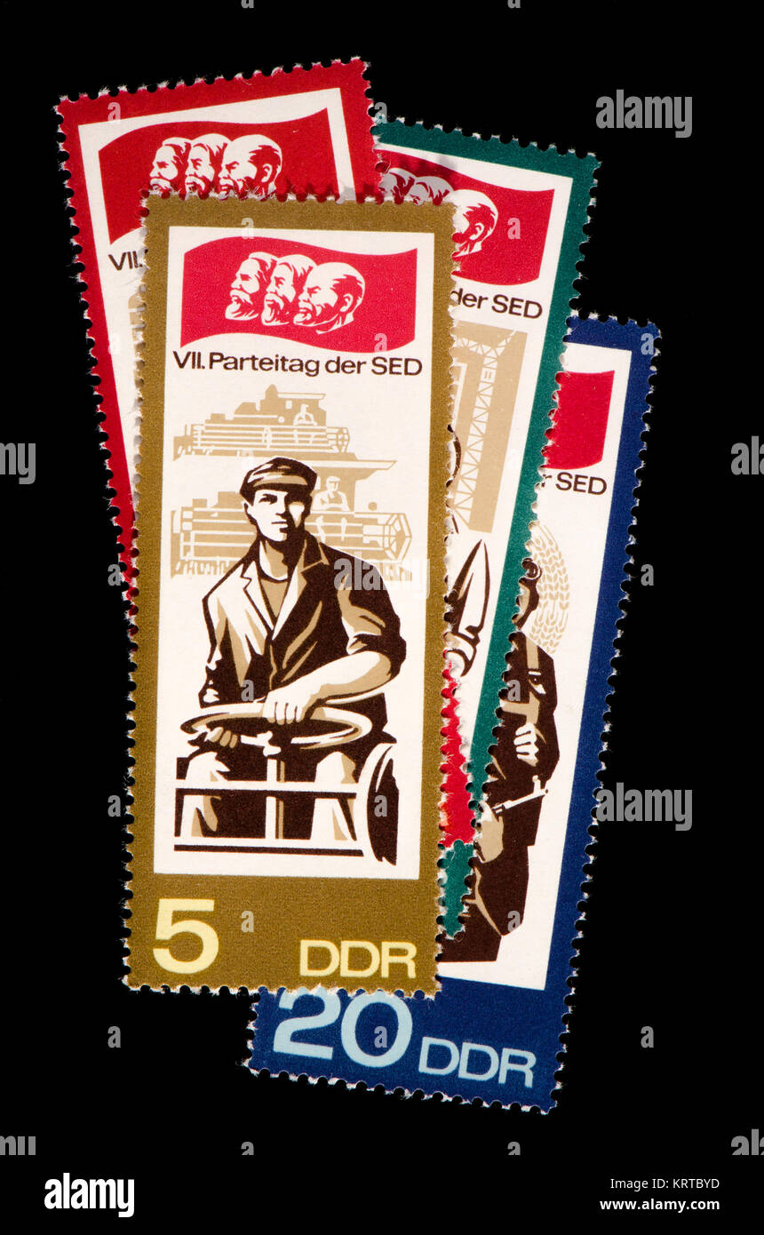 Ddr Briefmarken (DDR) (1967): VII Parteitag der SED/7. Kommunistische Partei Konferenz, 1967 Stockfoto