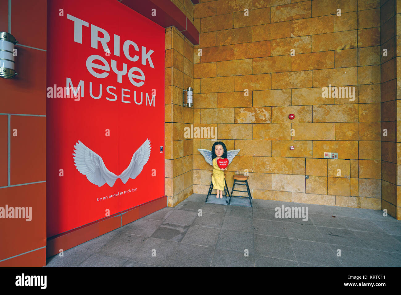 Blick auf den Trick Auge Museum, ein 3-D-Attraktion in Singapur. Stockfoto