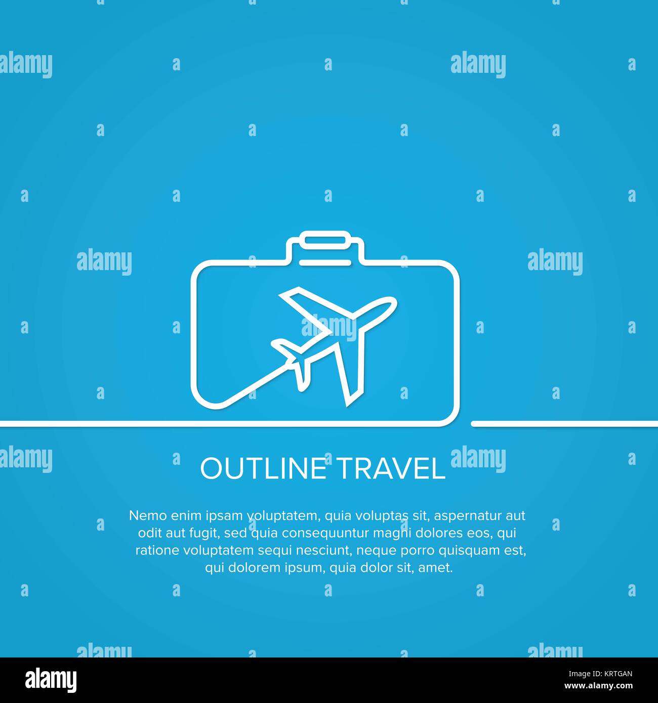 Symbol Flugzeug und Koffer. Das Konzept der Reisen und Urlaub. Skizzieren. minimal. Stock Vektor