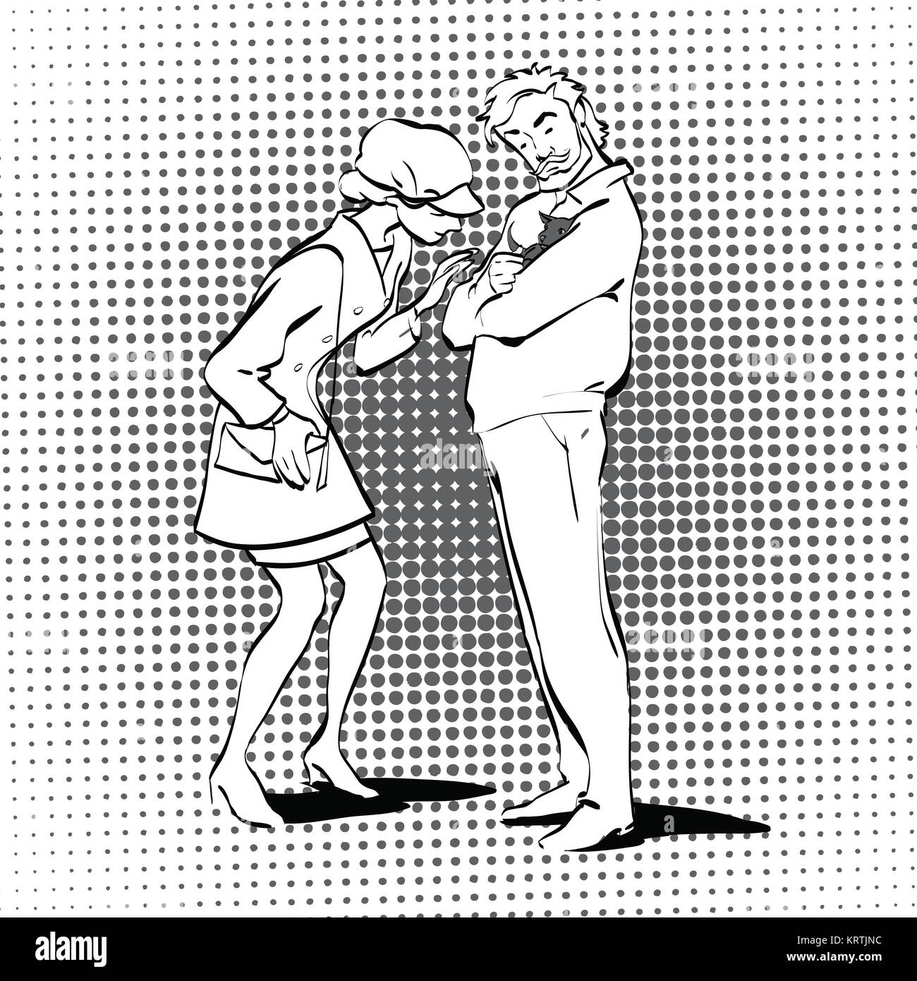 Paar Frau und Mann mit Kätzchen Stockfoto