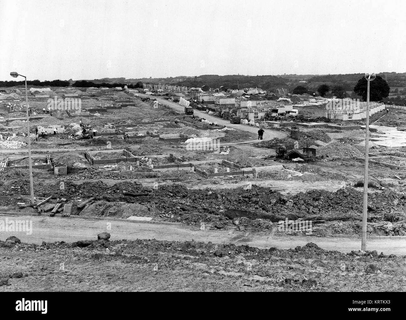 Neue Stadt Wohnsiedlung Entwicklung im Bau in England Großbritannien 1968 Stockfoto