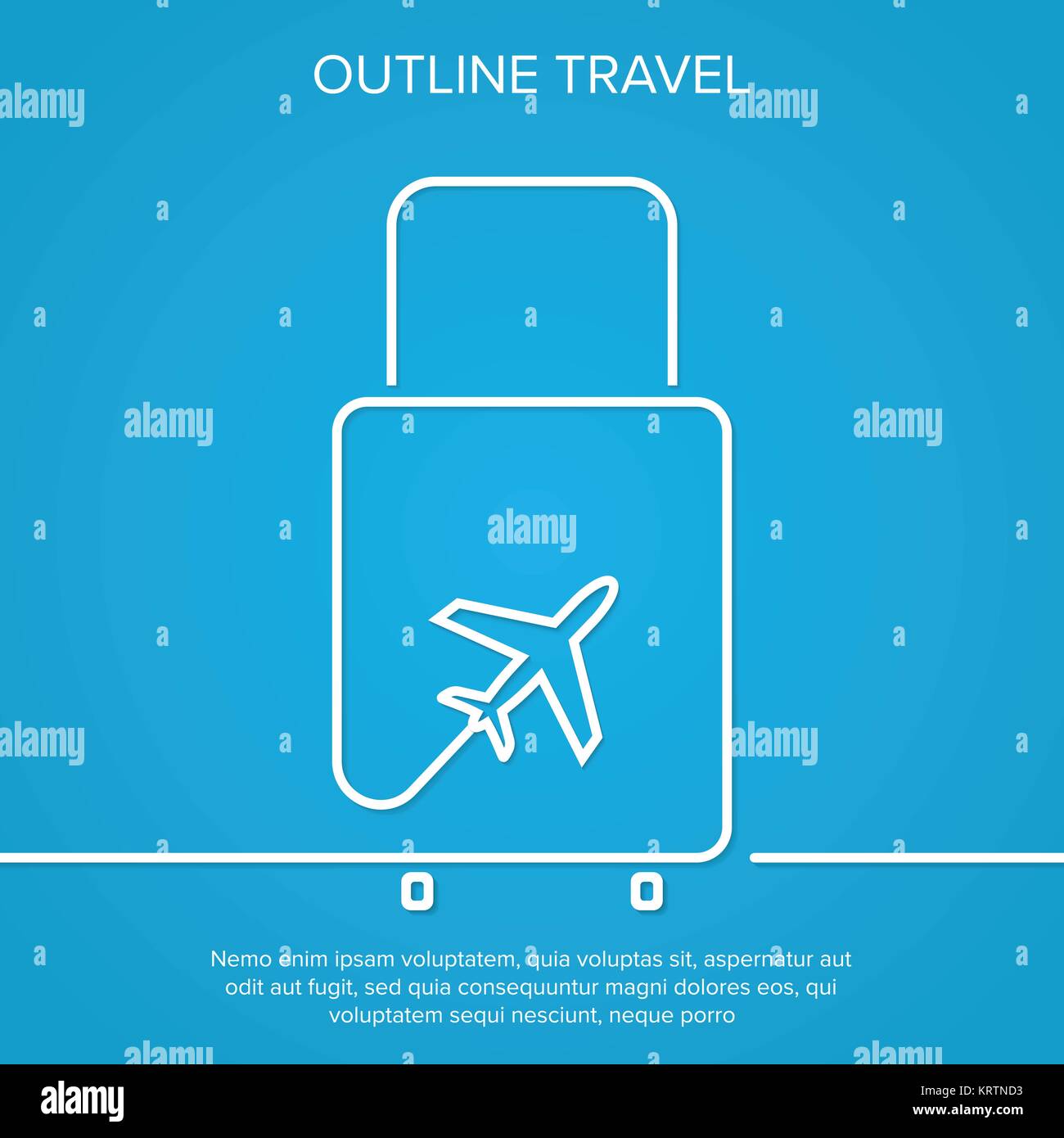Symbol Flugzeug und Koffer. Das Konzept der Reisen und Urlaub. Skizzieren. minimal. Stock Vektor