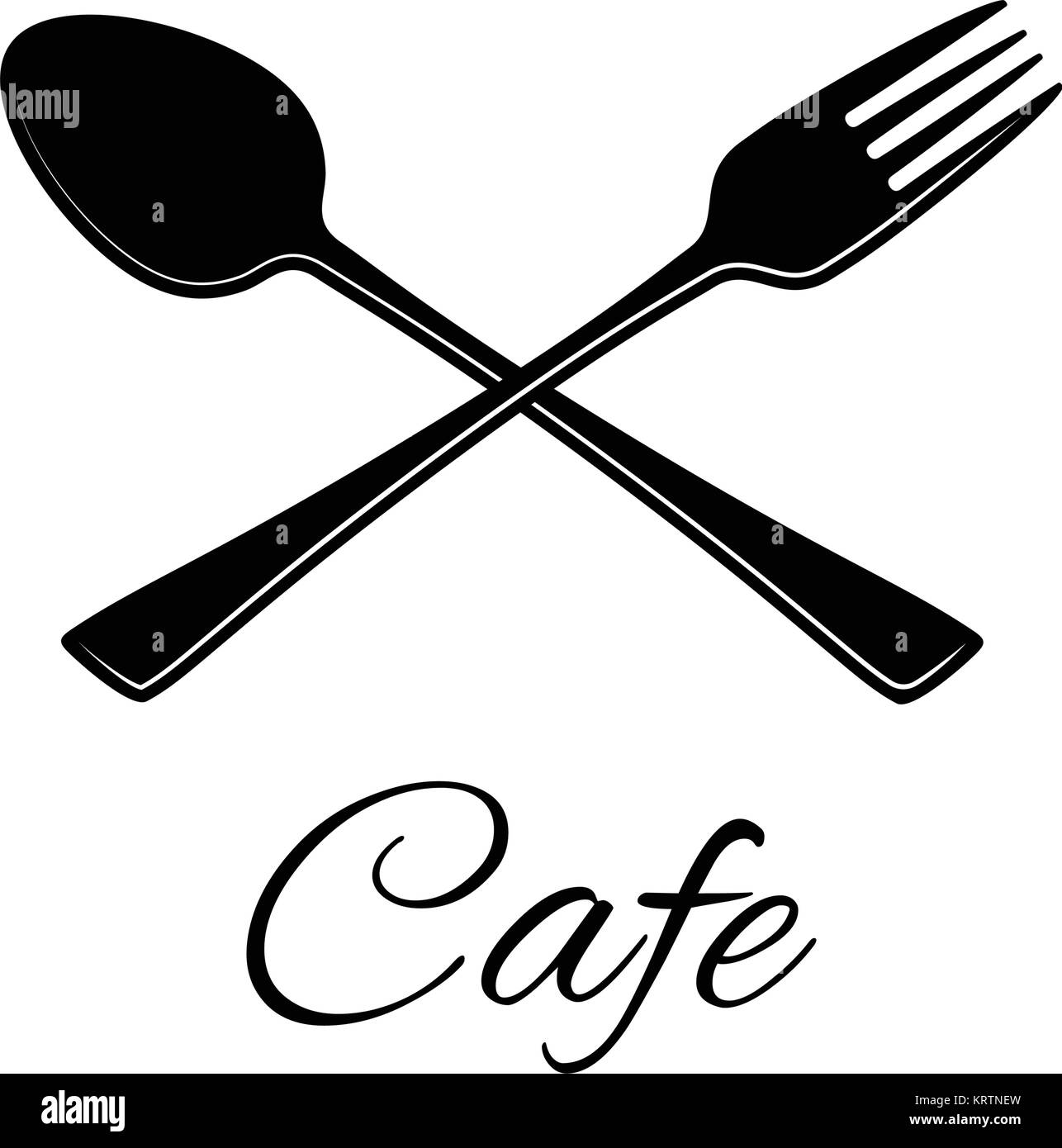 Löffel und Gabel Symbol. Vector Illustration im flachen Stil. Stock Vektor