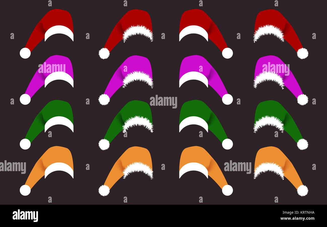 Sammlung verschiedener santa Hüte. Vector Illustration Stockfoto