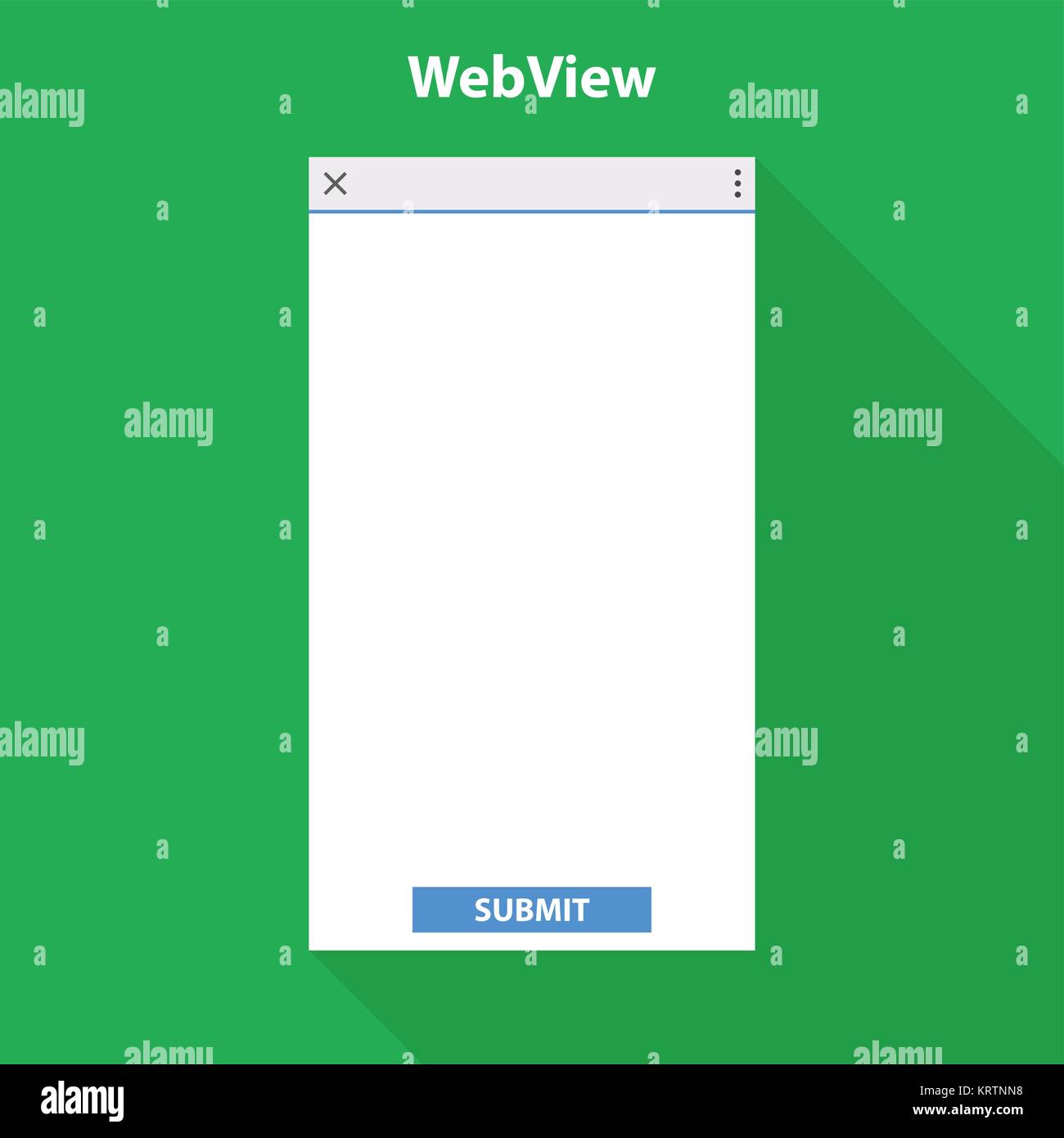 Mobile Web Browser für Web Application. Leere Vorlage mit langen Schatten Stock Vektor