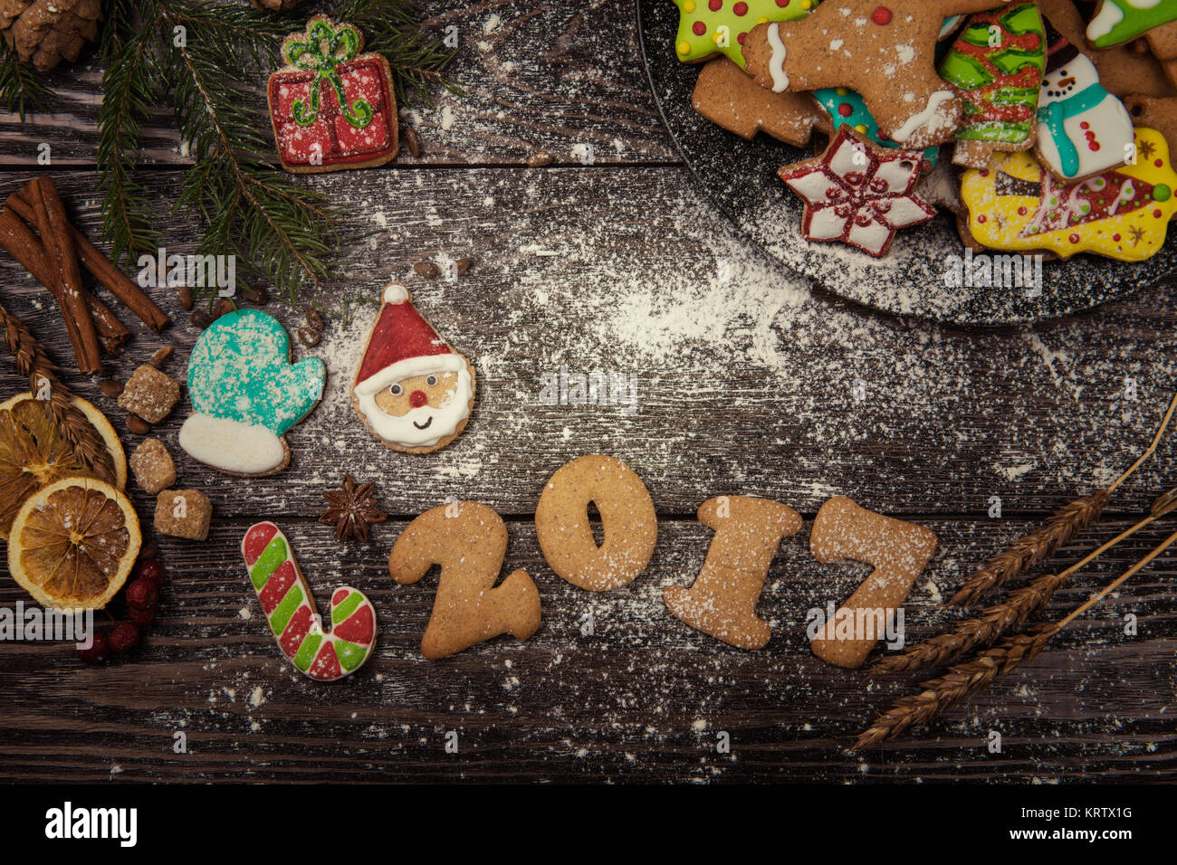 Lebkuchen für 2017 Silvester Stockfoto