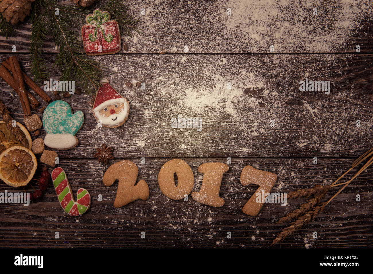 Lebkuchen für 2017 Silvester Stockfoto
