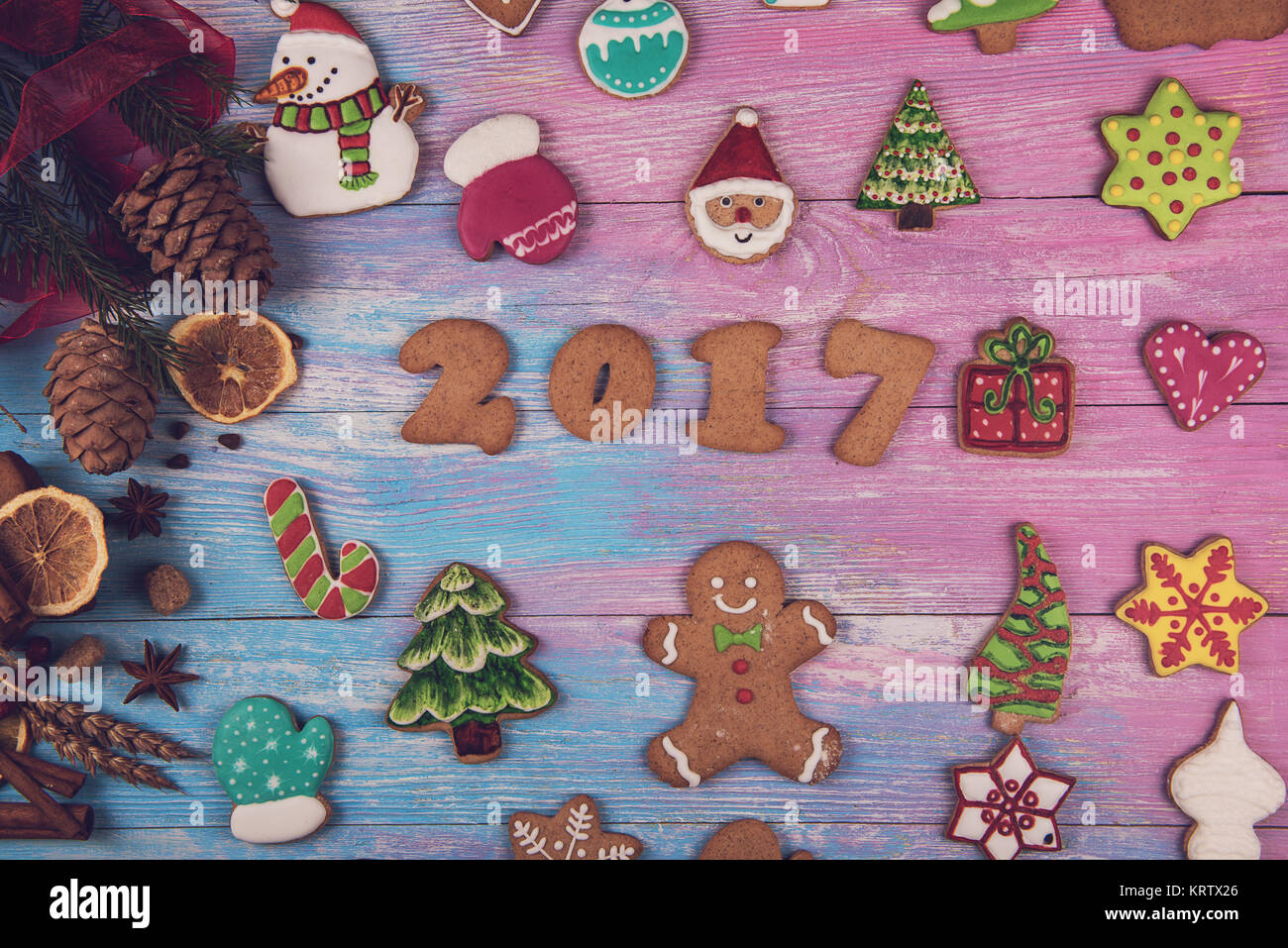 Lebkuchen für 2017 Silvester Stockfoto