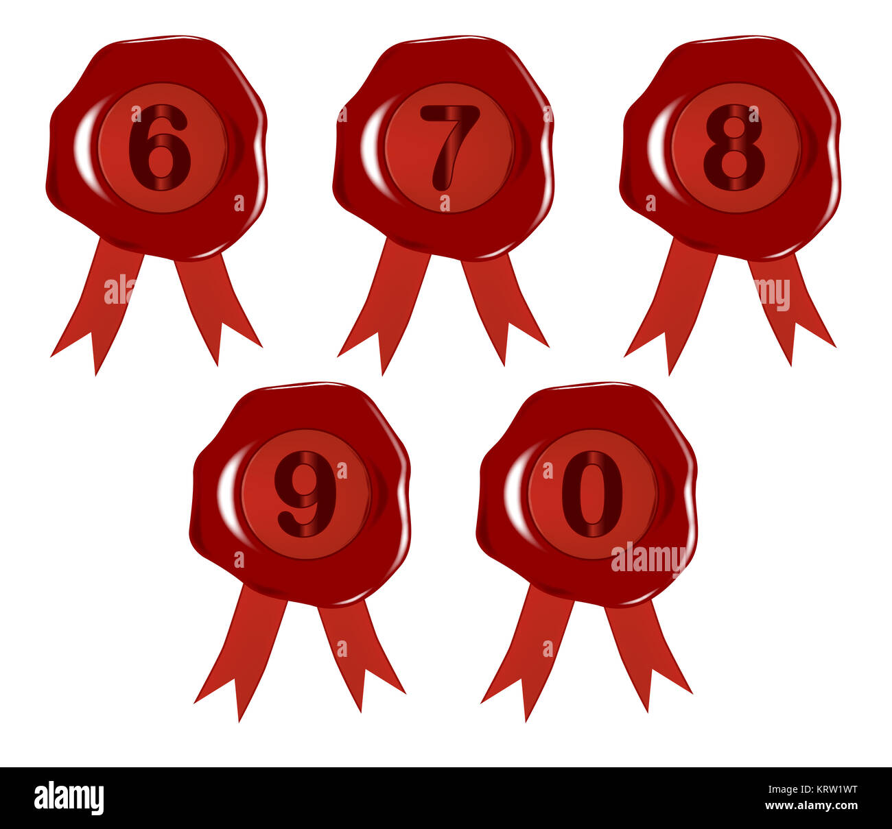 Wachs Anzahl Briefmarken 6 bis 0 Stockfoto