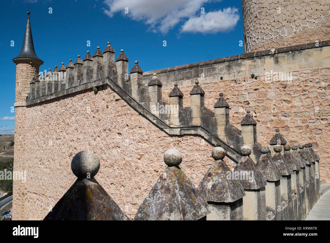 Treppengeländer und Wand Detail im Alcazar De Segovia, Spanien Stockfoto