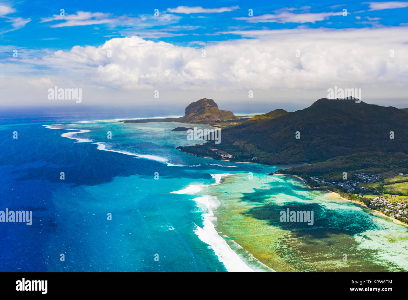 Luftaufnahme von Le Morn Brabantl. Mauritius Stockfoto