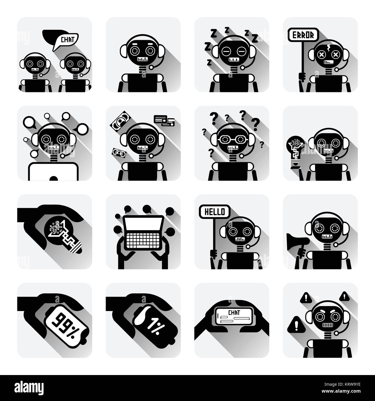 Der Chatbot Symbole Konzept der Chat Bot oder Chat-roboter Service Online Support Technologie Stock Vektor