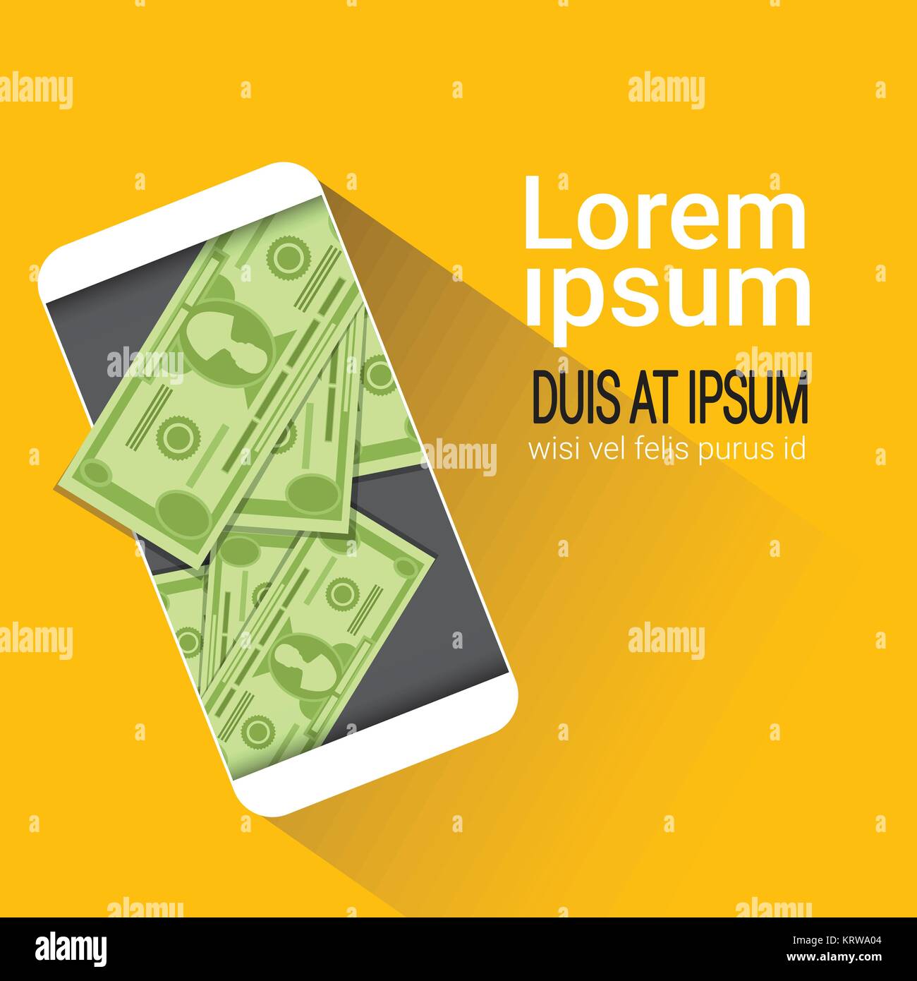 Web Mobile Wallet App Geld auf Zelle Smart Phone Screen Stock Vektor