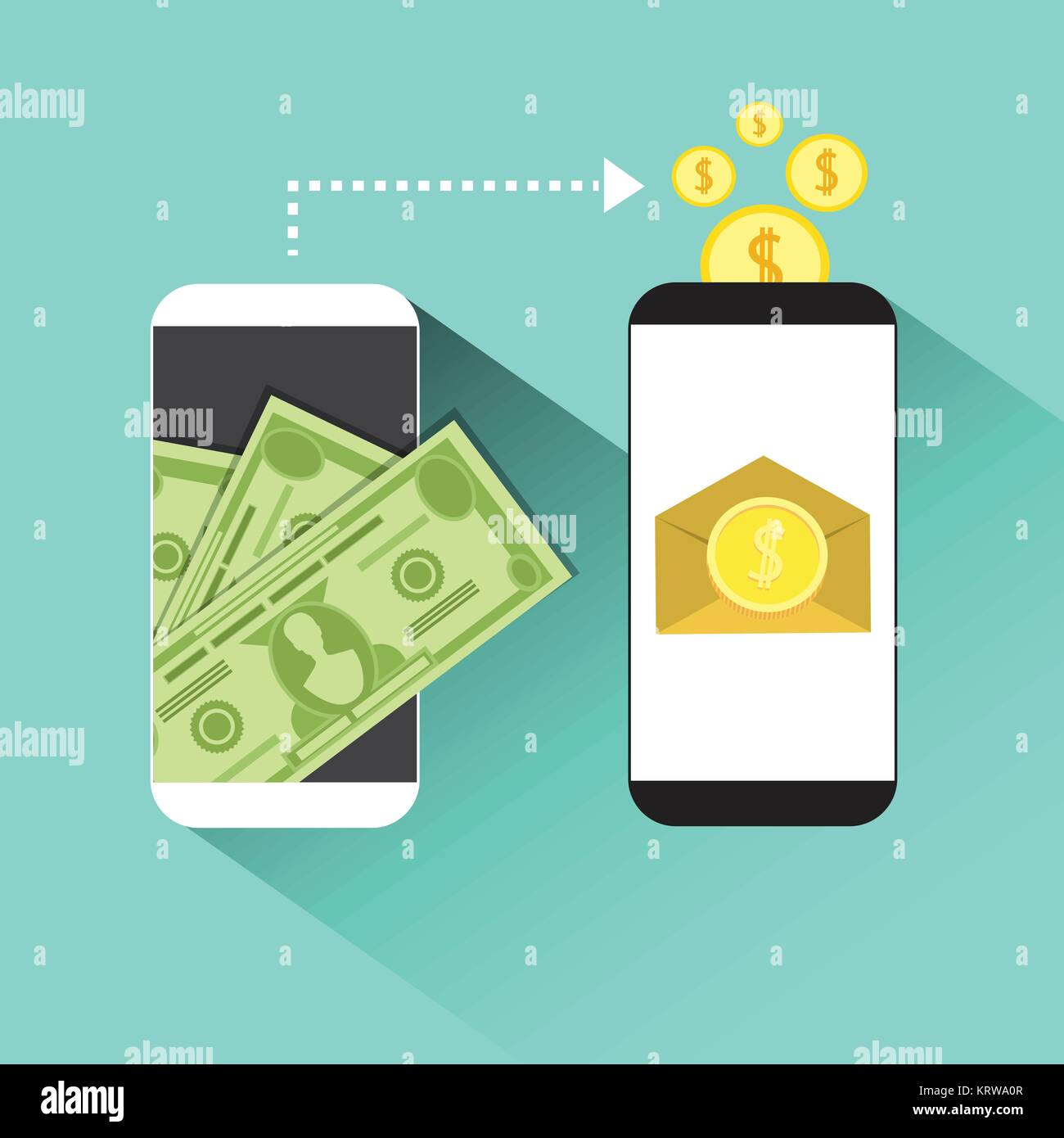 Mobile Banking Zahlung Konzept Web Digital Wallet App auf Smart Phone Stock Vektor