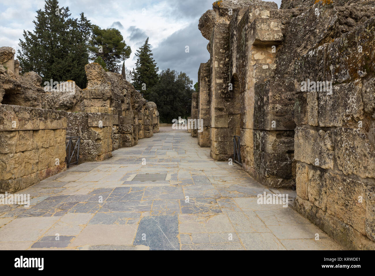 Das römische Amphitheater von Italica in Santiponce. Sevilla. Spanien. Stockfoto