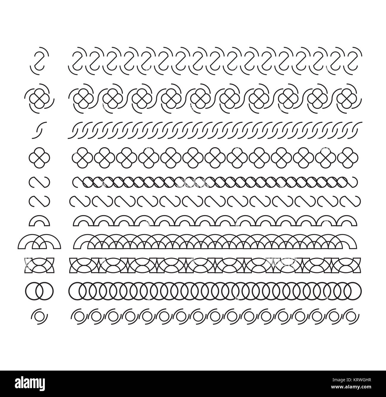 Vektorlinien, trennt Grenze Satz Stockfoto