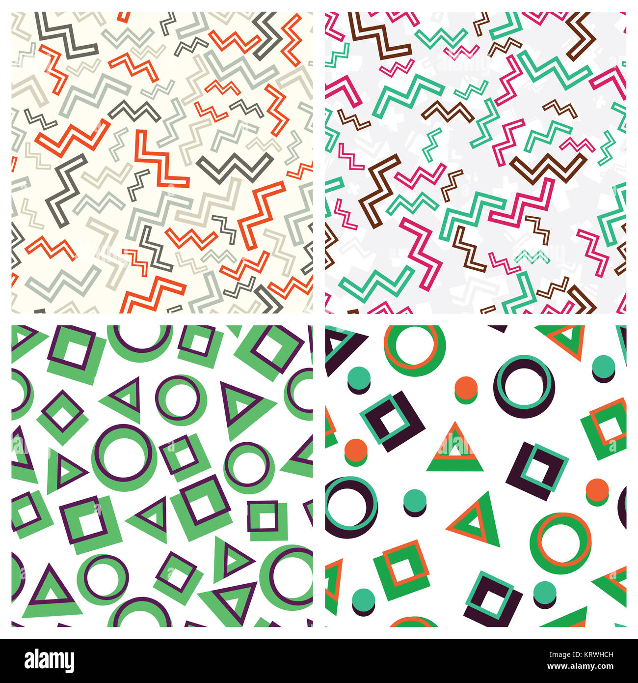 flache einfache geometrische Formen in Musterdesign fixiert Stockfoto